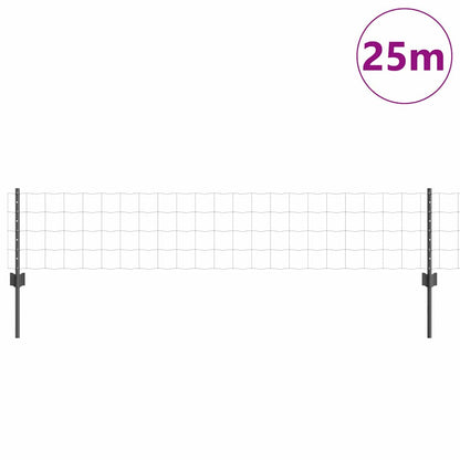 vidaXL Zaun mit Pfosten Grau 0,4 x 25 m Stahl und PVC