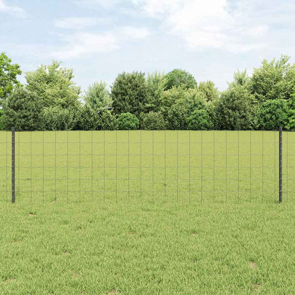 vidaXL Clôture avec poteaux gris 0,6 x 25 m acier et PVC