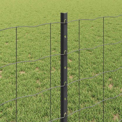 vidaXL Clôture avec poteaux gris 0,8 x 25 m acier