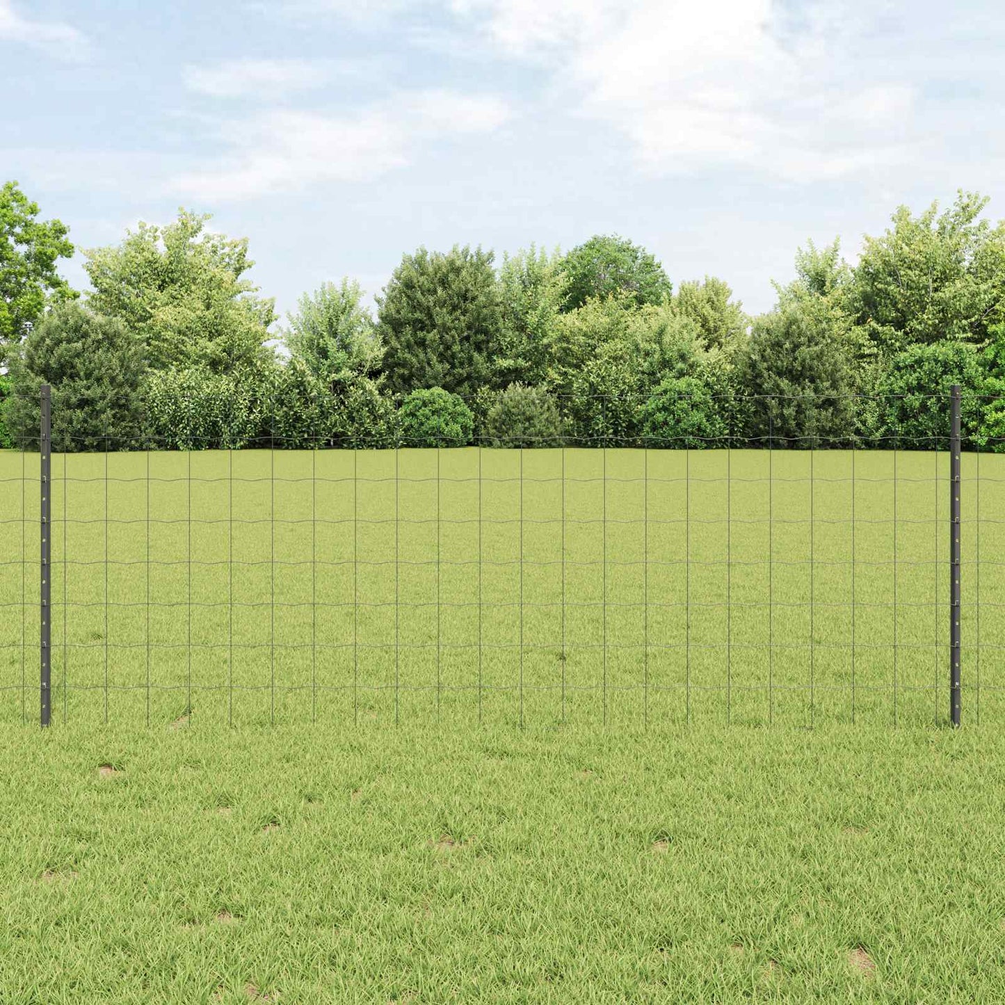 vidaXL Clôture avec poteaux gris 0,8 x 25 m acier