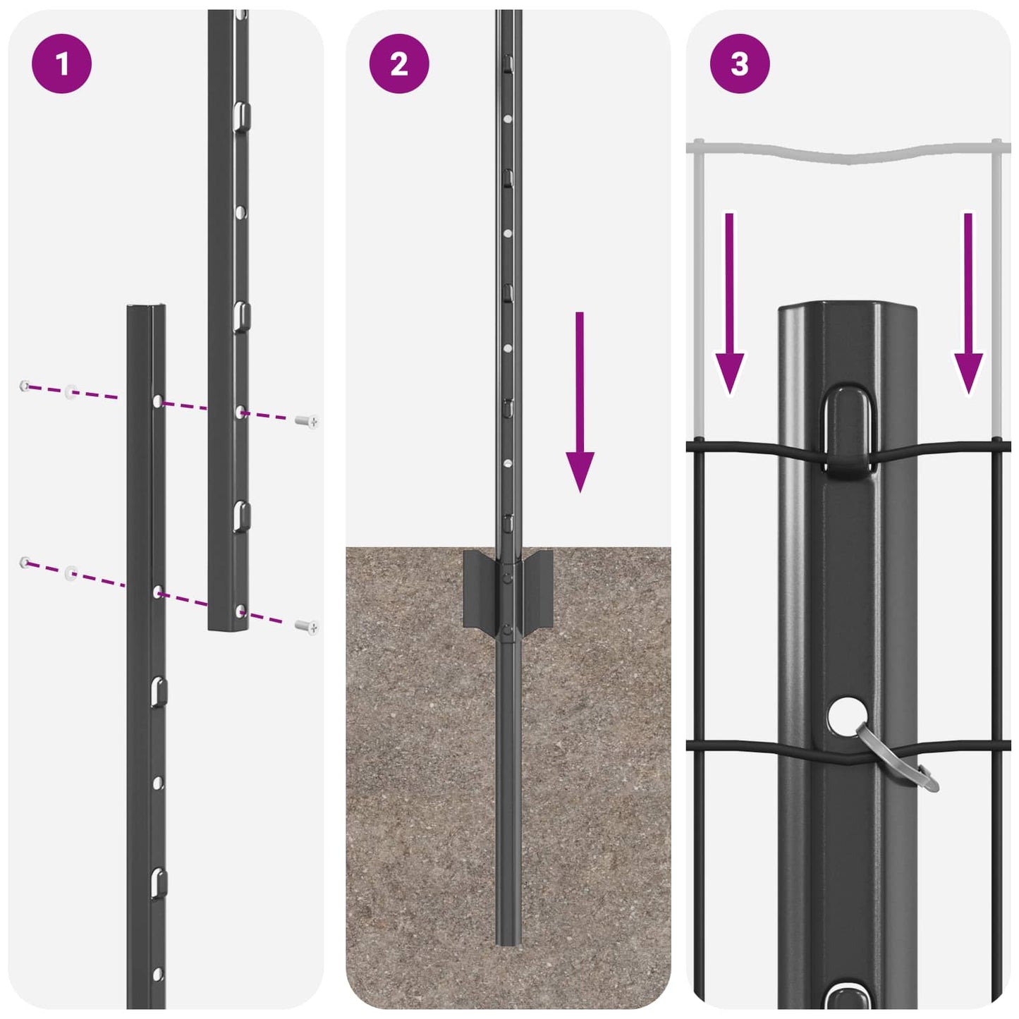 vidaXL Clôture avec poteaux Gris 1,2 x 25 m Acier