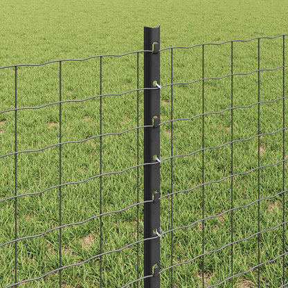 vidaXL Zaun mit Pfosten Grau 0,6 x 50 m Stahl und PVC
