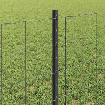 vidaXL Zaun mit Pfosten Grau 0,6 x 50 m Stahl und PVC