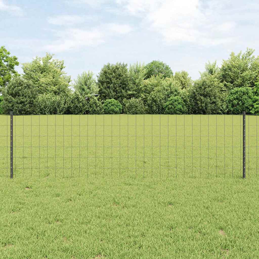 vidaXL Zaun mit Pfosten Grau 0,6 x 50 m Stahl und PVC
