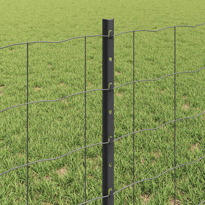 vidaXL Zaun mit Pfosten Grau 0,6 x 50 m Stahl und PVC