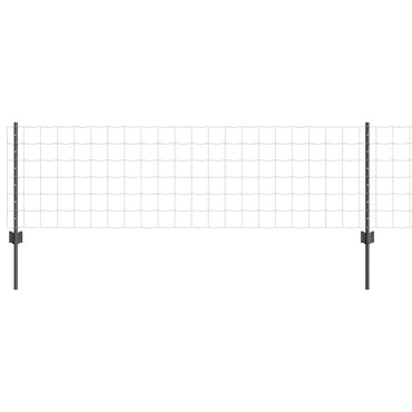 vidaXL Zaun mit Pfosten Grau 0,6 x 50 m Stahl und PVC
