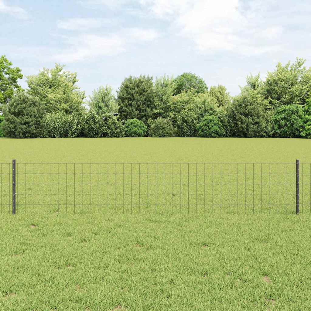 vidaXL Clôture avec poteaux gris 0,4 x 10 m Acier et PVC