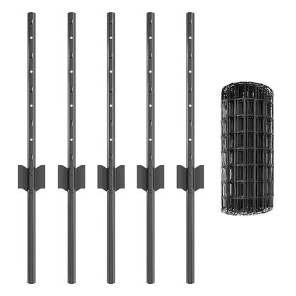 vidaXL Clôture avec poteaux gris 0,4 x 10 m Acier et PVC