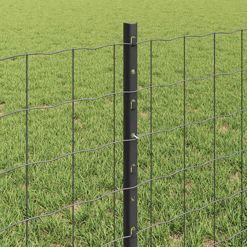 vidaXL Zaun mit Pfosten Grau 0,6 x 10 m Stahl und PVC