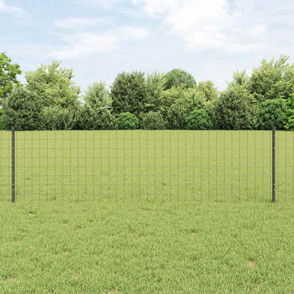 vidaXL Zaun mit Pfosten Grau 0,6 x 10 m Stahl und PVC