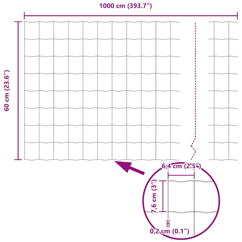 vidaXL Zaun mit Pfosten Grau 0,6 x 10 m Stahl und PVC