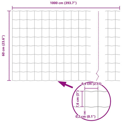 vidaXL Zaun mit Pfosten Grau 0,6 x 10 m Stahl und PVC