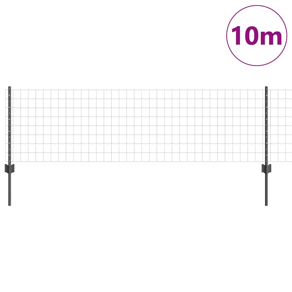 vidaXL Zaun mit Pfosten Grau 0,6 x 10 m Stahl und PVC