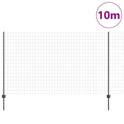 vidaXL Clôture avec Poteaux Gris 1,4 x 10 m Acier et PVC