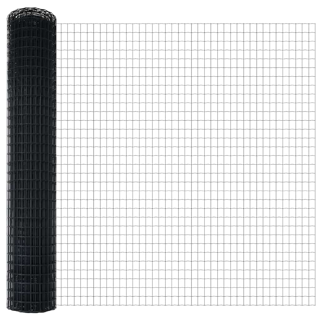 vidaXL Zaun mit Pfosten Grau 1,6 x 10 m Stahl und PVC