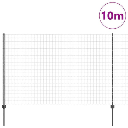 vidaXL Zaun mit Pfosten Grau 1,6 x 10 m Stahl und PVC
