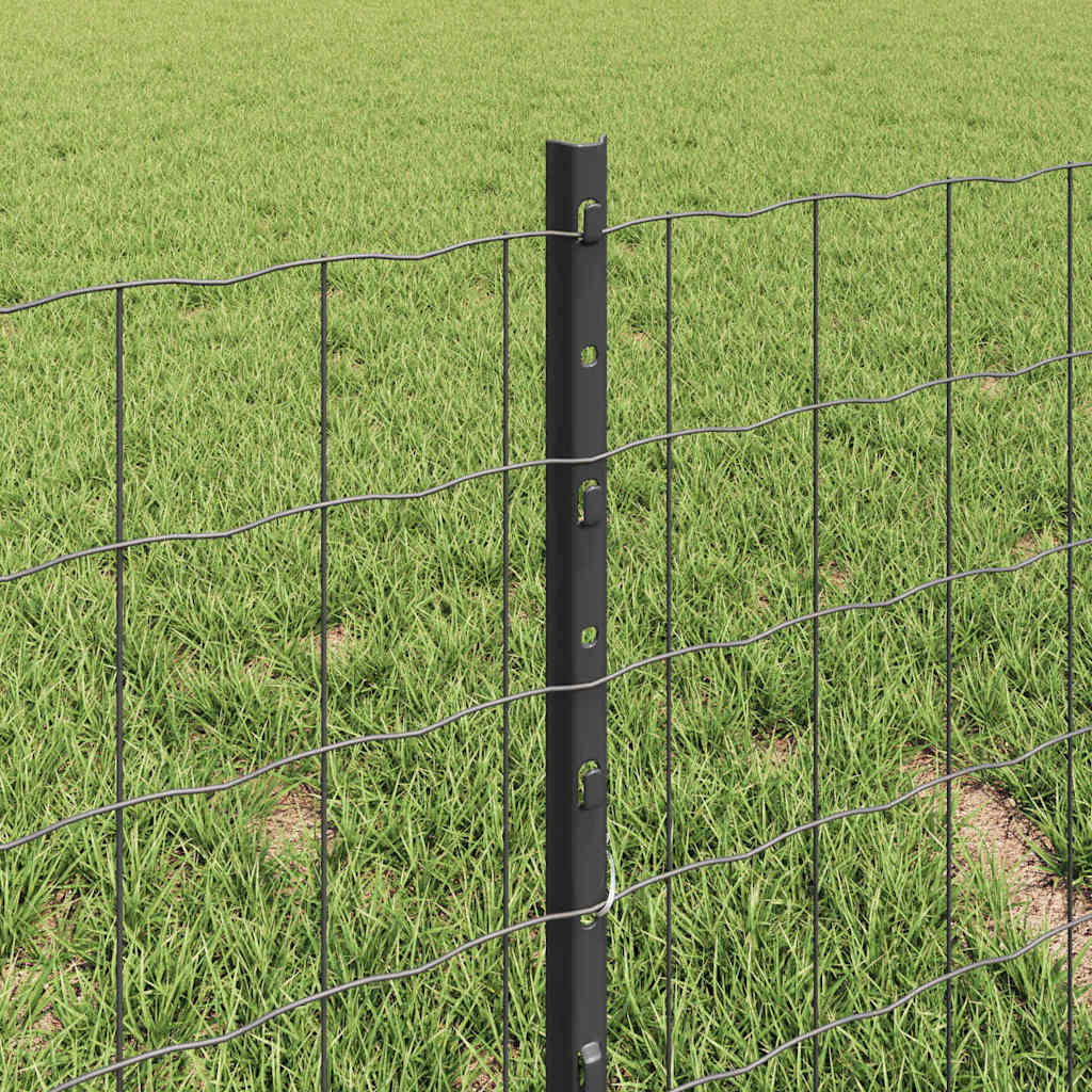 vidaXL Zaun mit Pfosten Grau 0,4 x 25 m Stahl und PVC