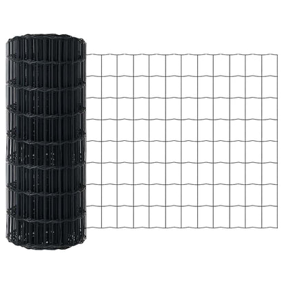 vidaXL Zaun mit Pfosten Grau 0,4 x 25 m Stahl und PVC