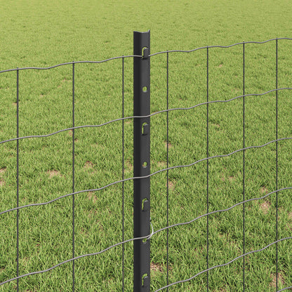 vidaXL Clôture avec poteaux gris 0,8 x 25 m acier