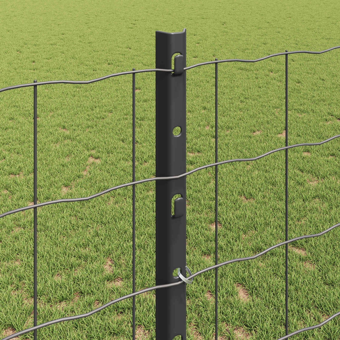 Zaun mit Pfosten Grau 1,2 x 25 m Stahl