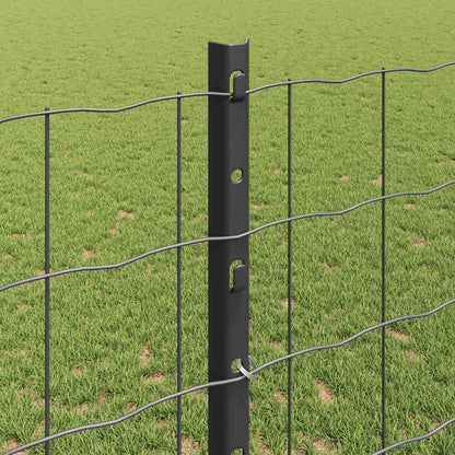Zaun mit Pfosten Grau 1,2 x 25 m Stahl