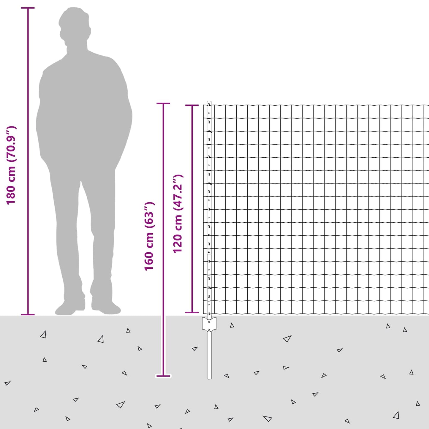 Zaun mit Pfosten Grau 1,2 x 25 m Stahl