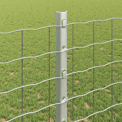 Zaun mit Pfosten Silber 1,2 x 10 m Stahl