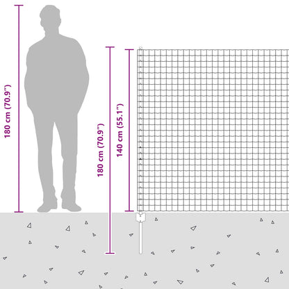 Zaun mit Pfosten Silber 1,4 x 10 m Stahl