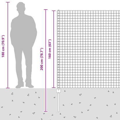 Zaun mit Pfosten Silber 1,6 x 10 m Stahl