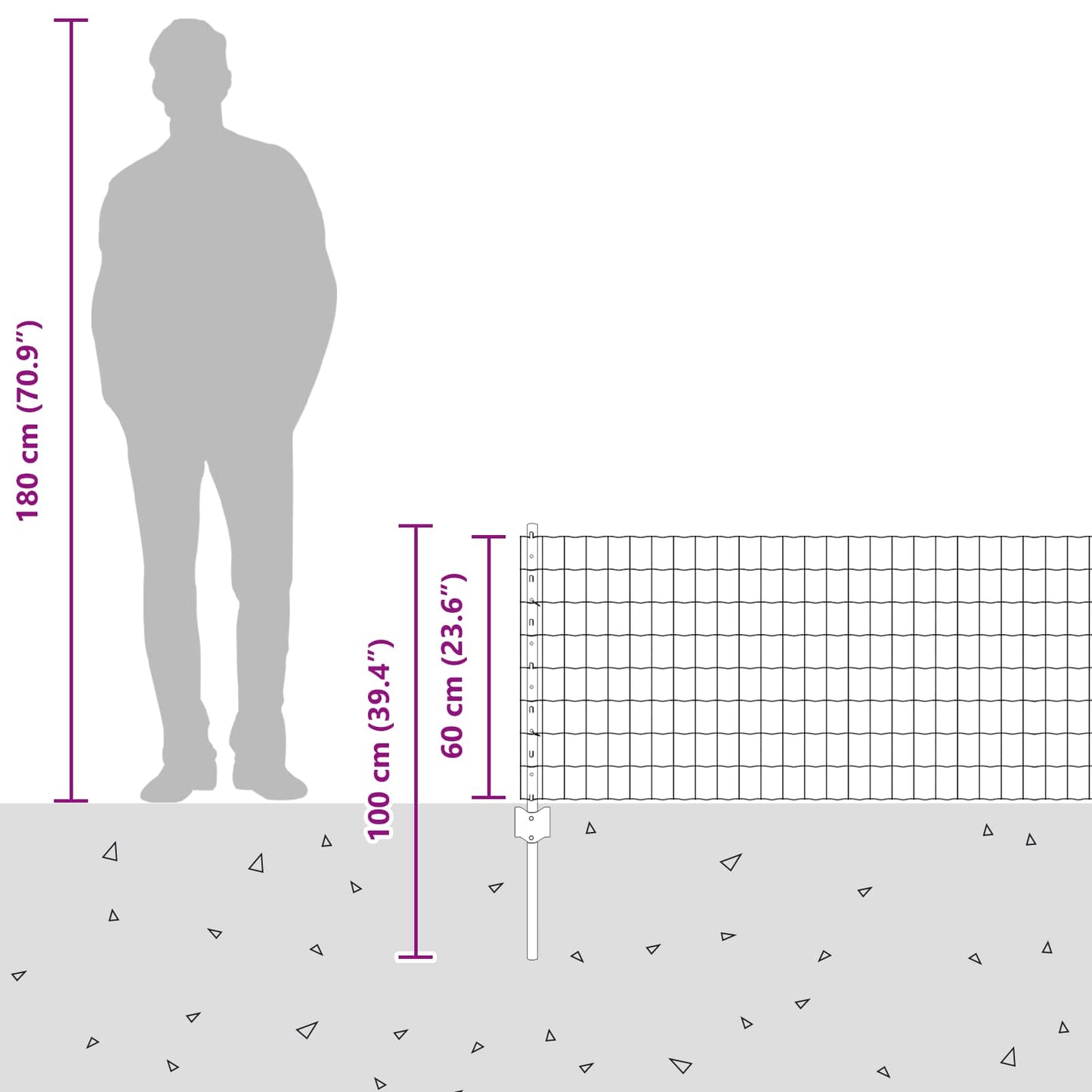 Zaun mit Pfosten Silber 0,6 x 10 m Stahl