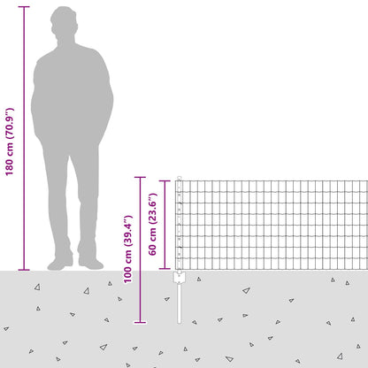 Zaun mit Pfosten Silber 0,6 x 10 m Stahl