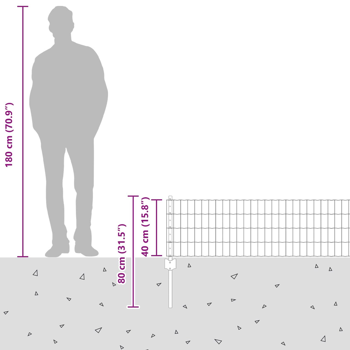 Zaun mit Pfosten Silber 0,4 x 10 m Stahl