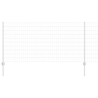 Zaun mit Pfosten Silber 1 x 10 m Stahl