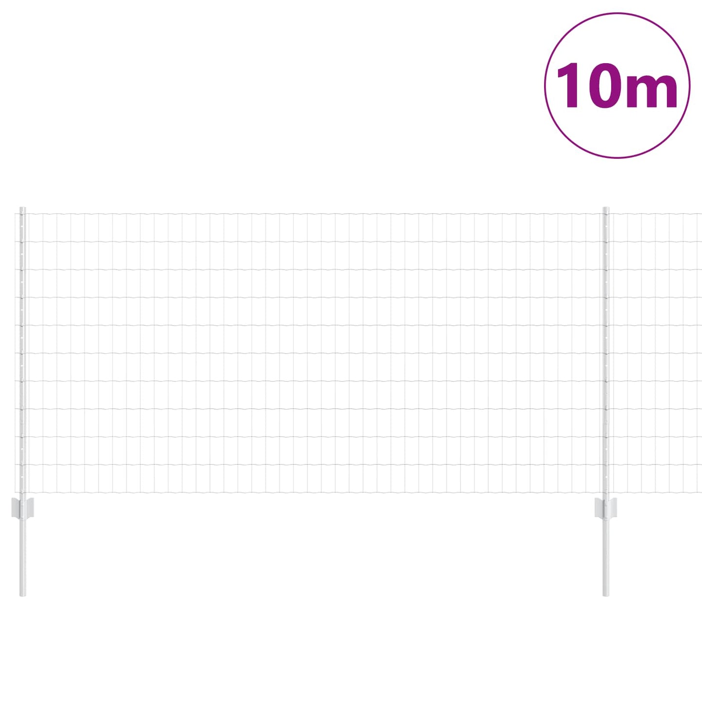 Zaun mit Pfosten Silber 1 x 10 m Stahl
