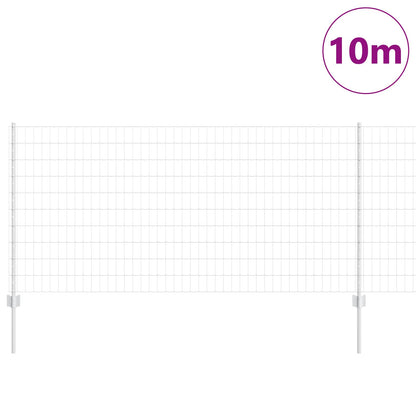 Zaun mit Pfosten Silber 1 x 10 m Stahl