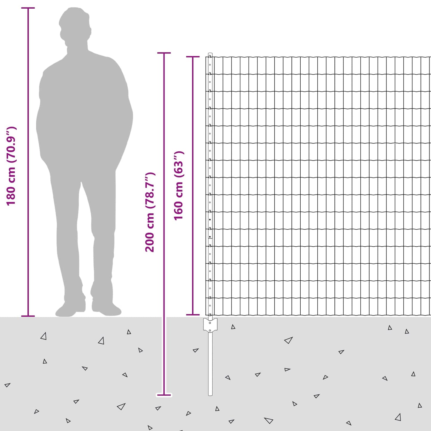 Zaun mit Pfosten Silber 1,6 x 10 m Stahl