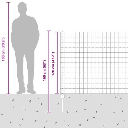 Zaun mit Pfosten Silber 1,2 x 10 m Stahl
