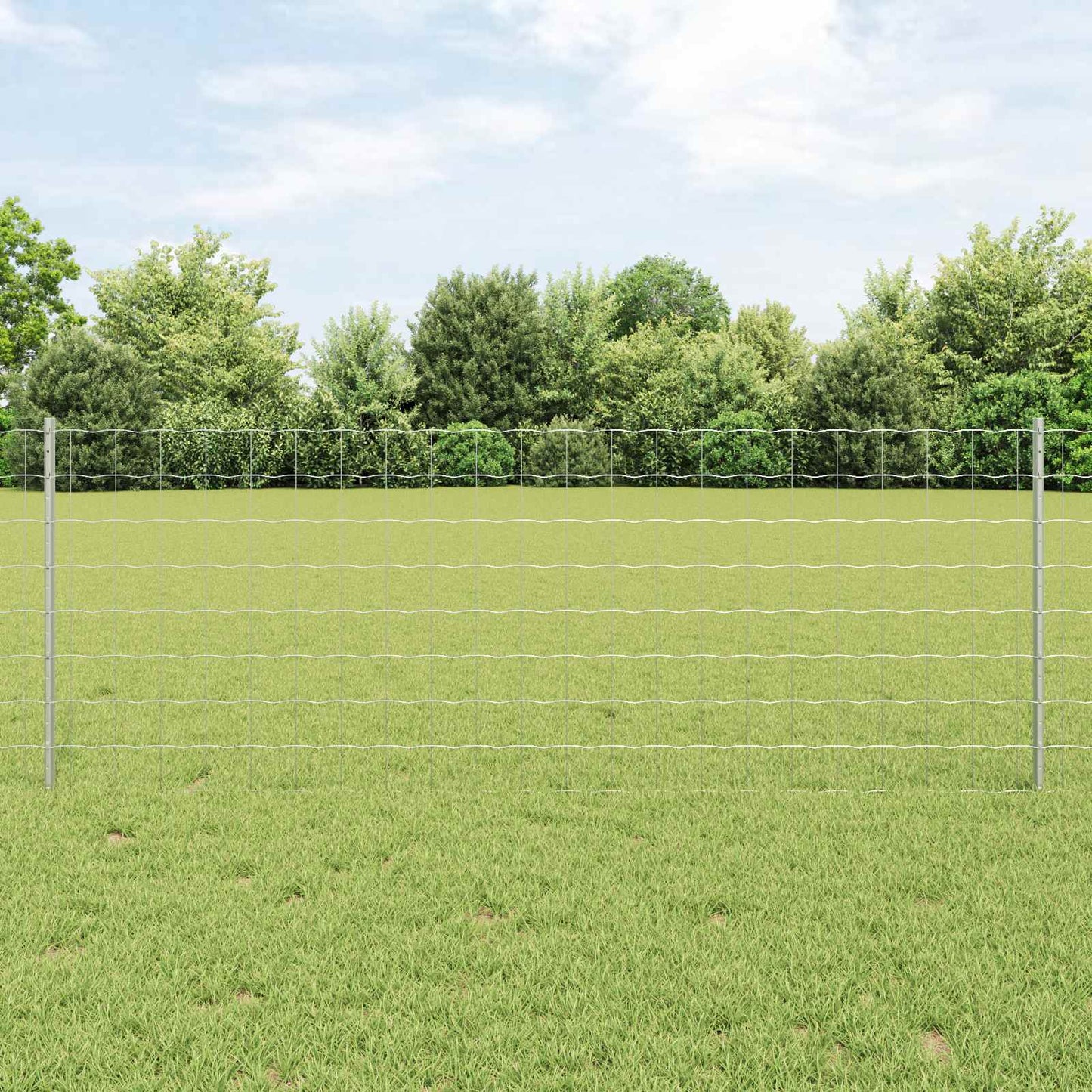 vidaXL Zaun mit Pfosten Silber 0,8 x 10 m Stahl