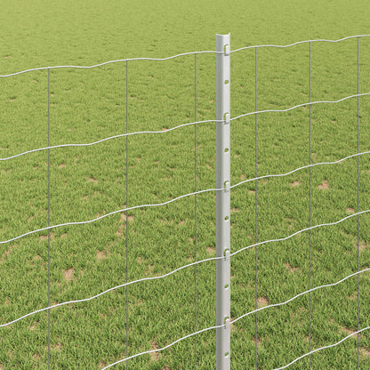 Zaun mit Pfosten Silber 1,4 x 10 m Stahl