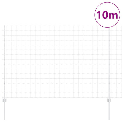 Zaun mit Pfosten Silber 1,6 x 10 m Stahl