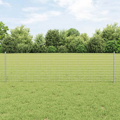 vidaXL Zaun mit Pfosten Silber 0,6 x 25 m Stahl