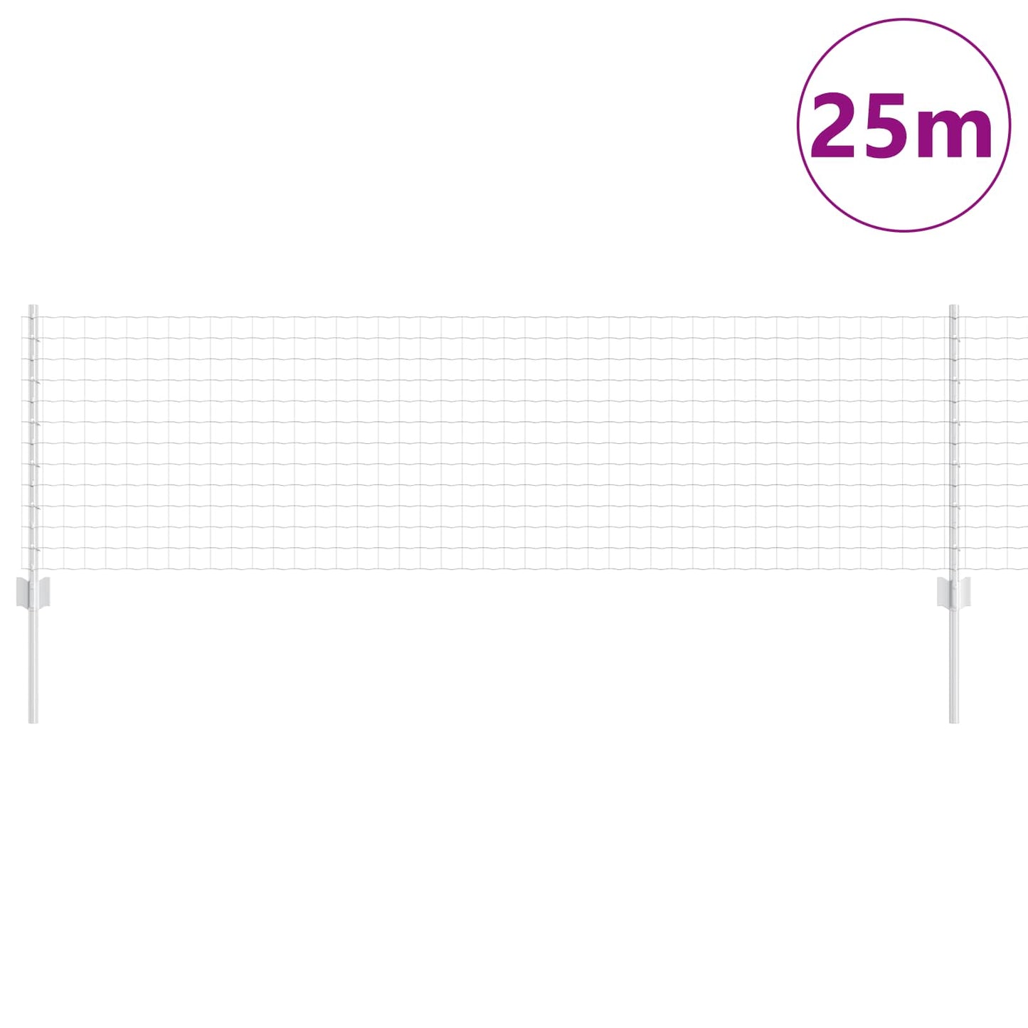 vidaXL Zaun mit Pfosten Silber 0,6 x 25 m Stahl