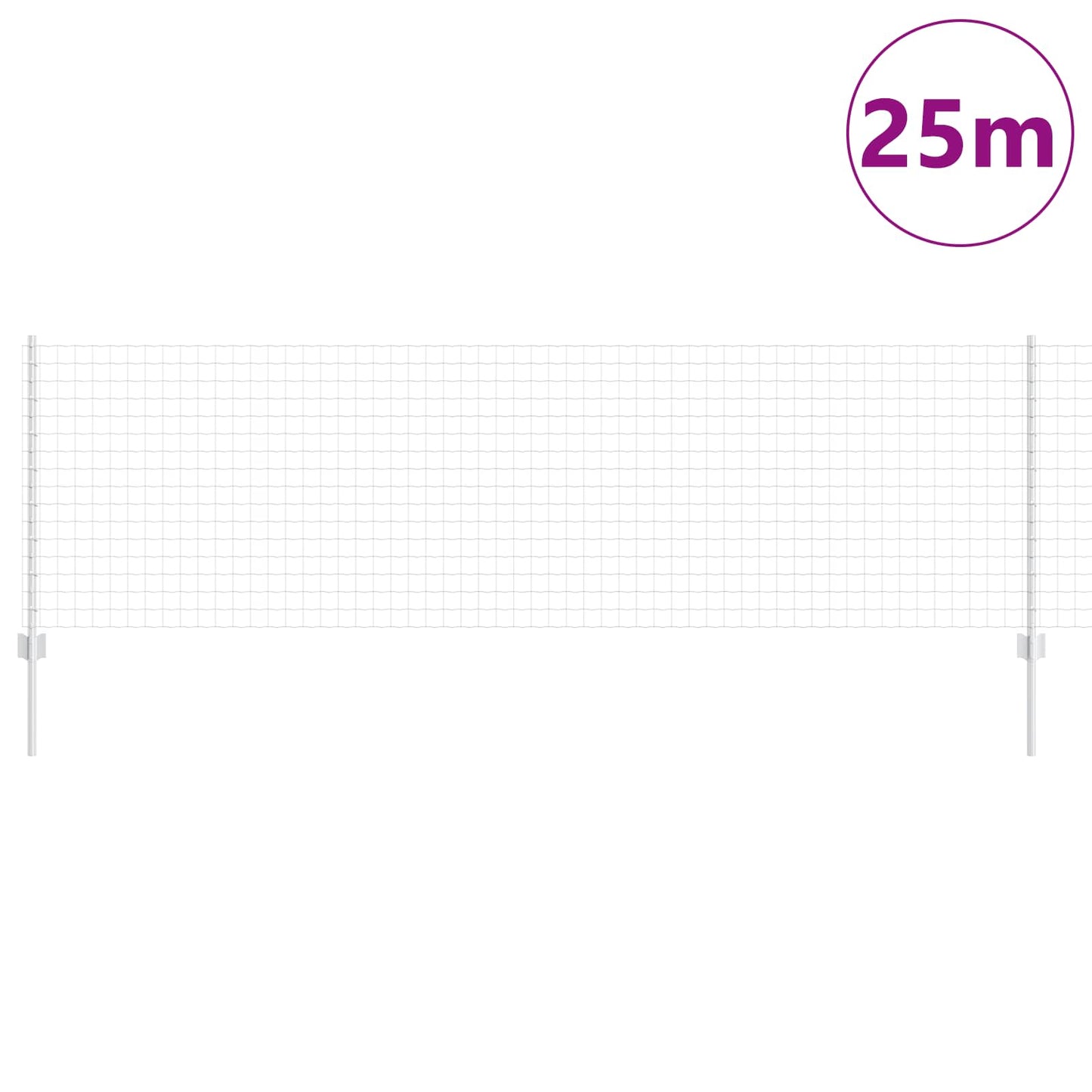 vidaXL Zaun mit Pfosten Silber 0,8 x 25 m Stahl