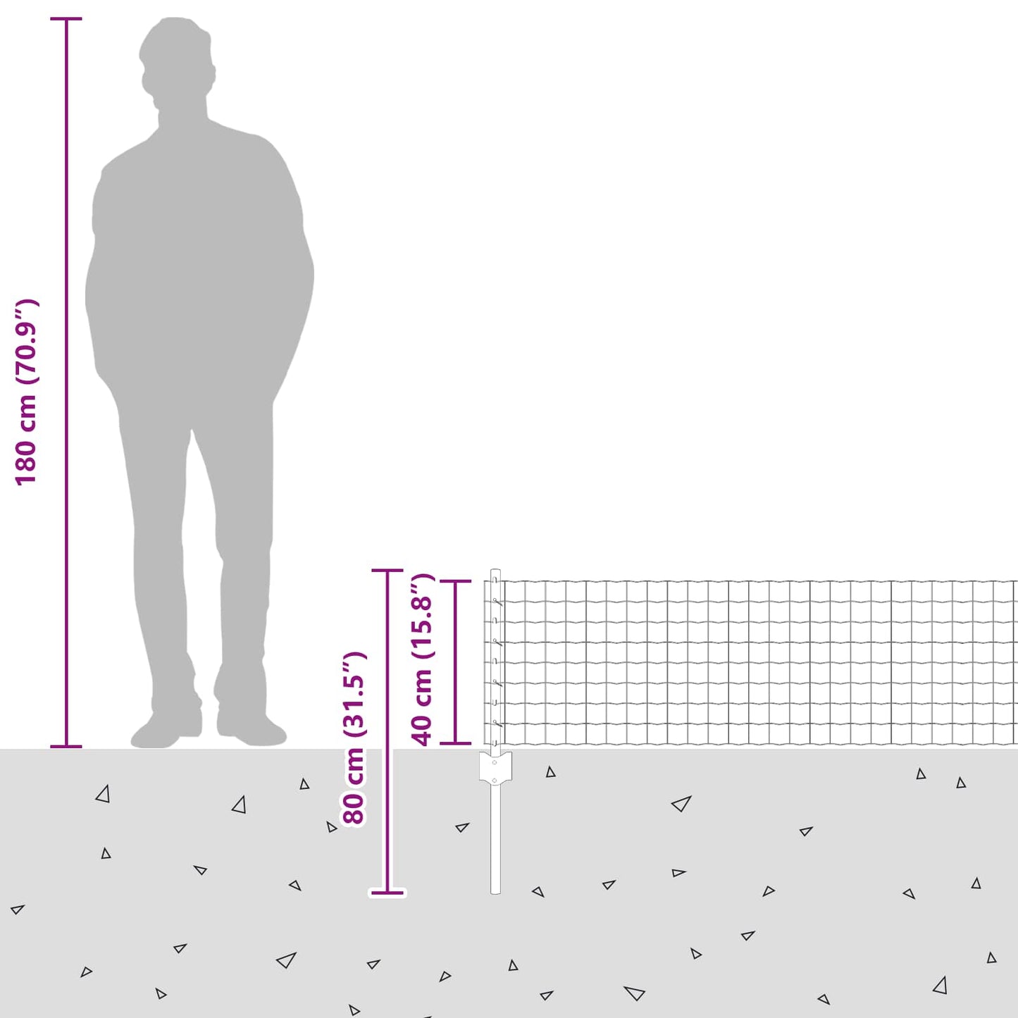 Zaun mit Pfosten Silber 0,4 x 25 m Stahl