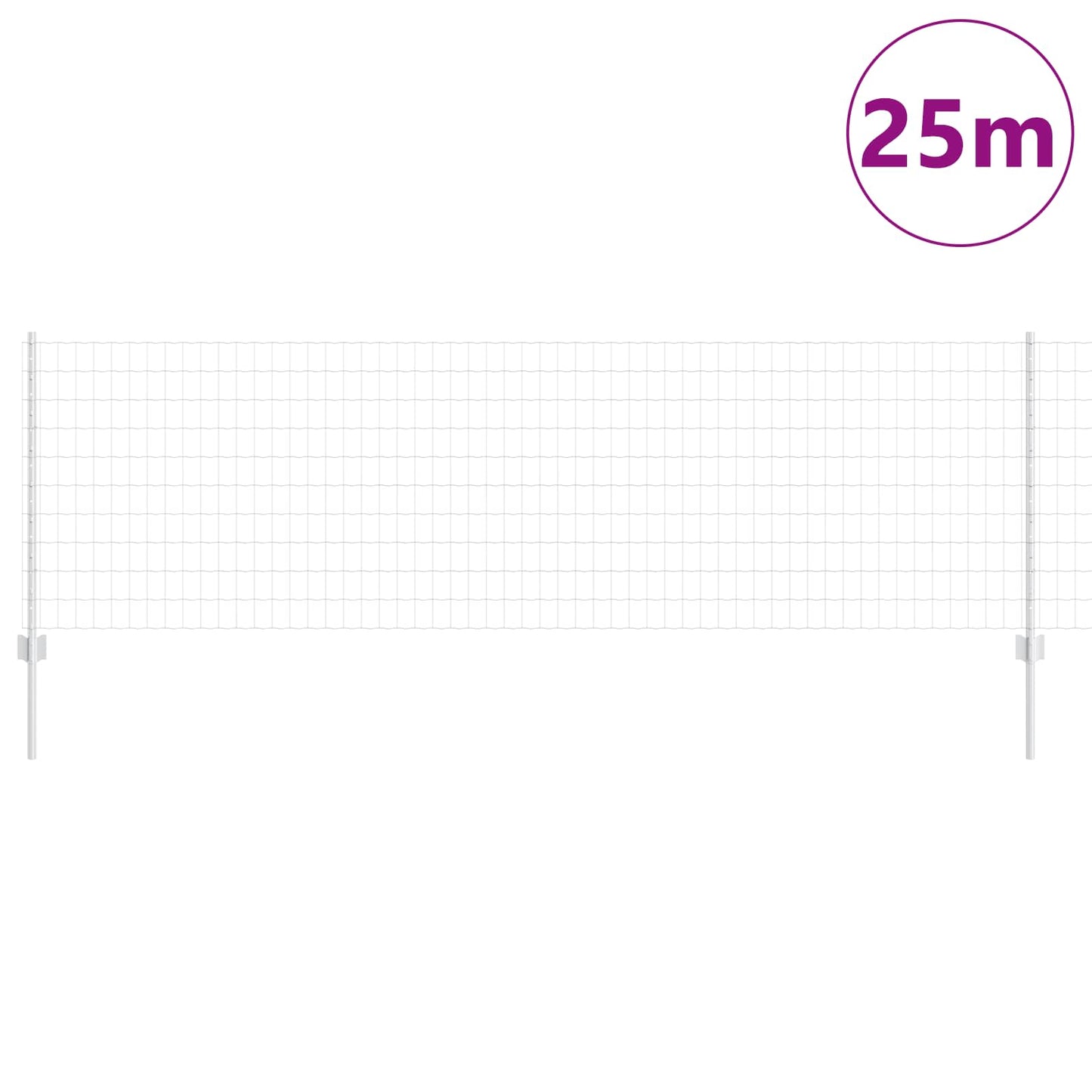 vidaXL Zaun mit Pfosten Silber 0,8 x 25 m Stahl