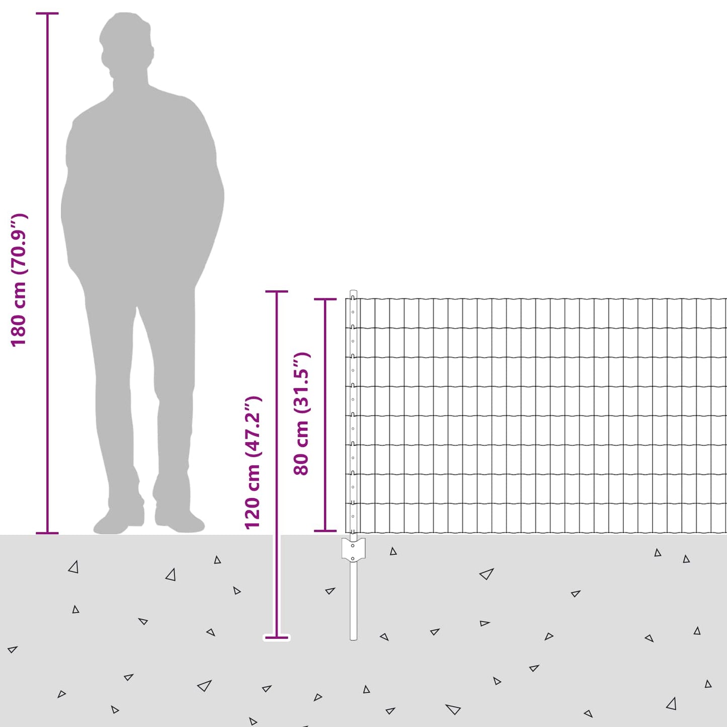 Zaun mit Pfosten Silber 0,8 x 25 m Stahl