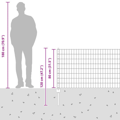 Zaun mit Pfosten Silber 0,8 x 25 m Stahl