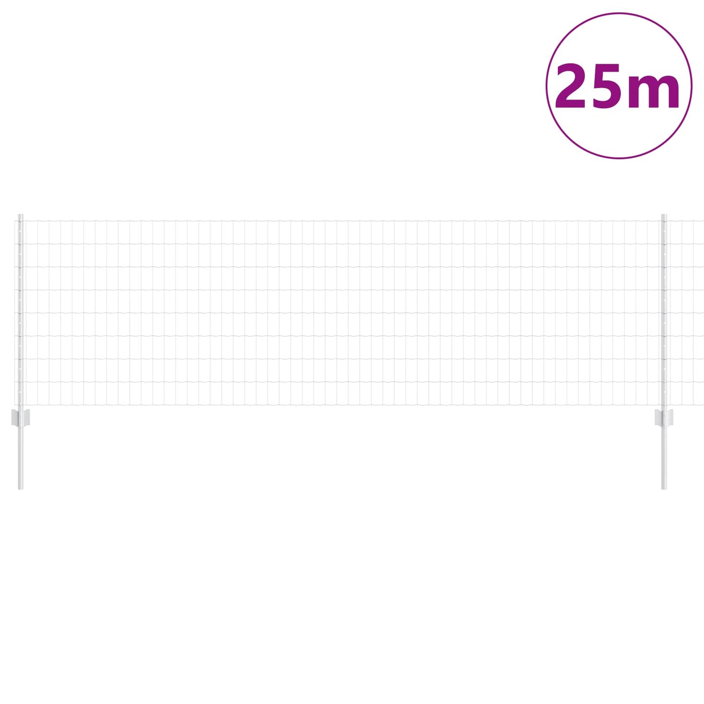 Zaun mit Pfosten Silber 0,8 x 25 m Stahl