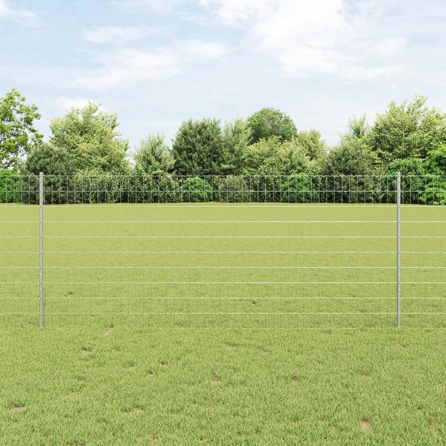 vidaXL Clôture avec poteaux Argenté 1 x 25 m Acier