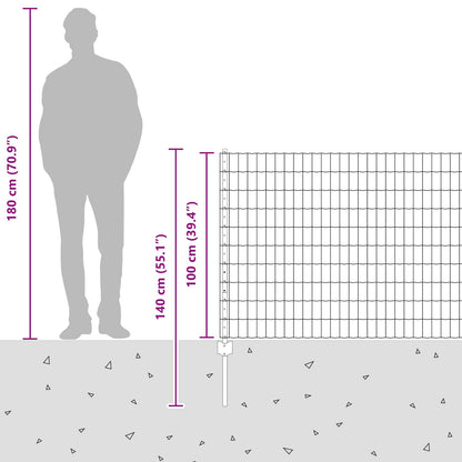vidaXL Clôture avec poteaux Argenté 1 x 25 m Acier